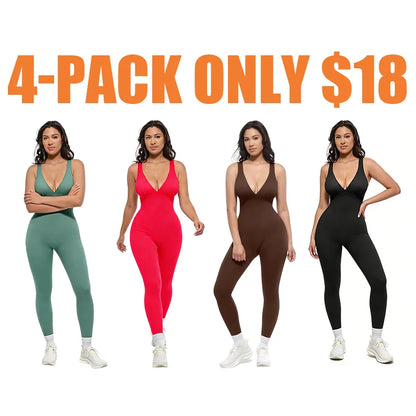Deep V Shapewear With Chest Support Breathable High-Waisted Tummy Control Jumpsuit