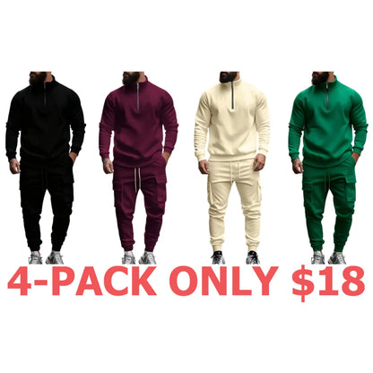 Men's Casual Fleece Lined Zipper Work Pants Set