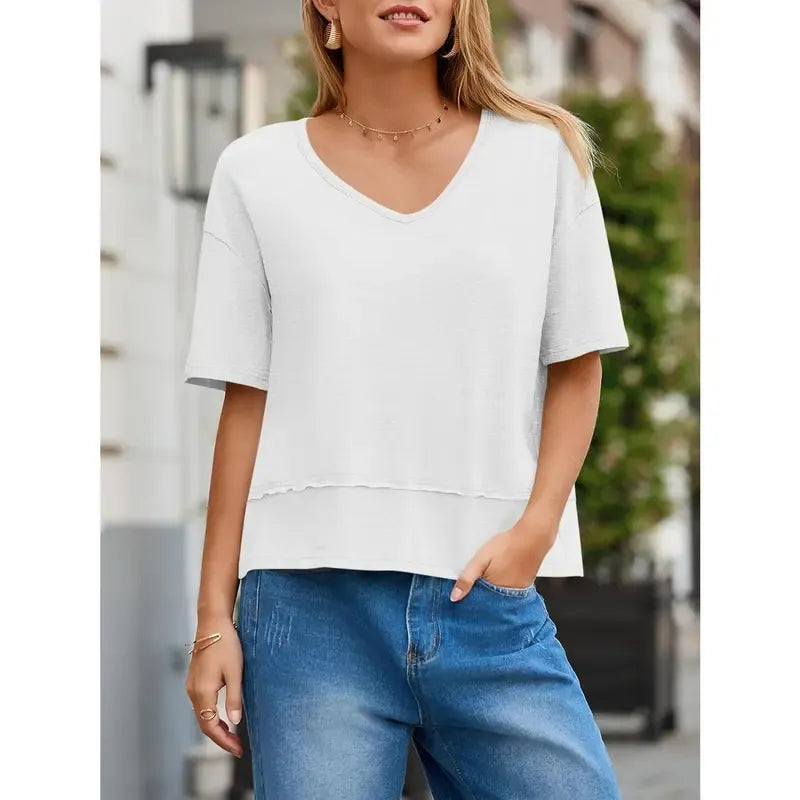 Womens Summer V Neck T Shirts