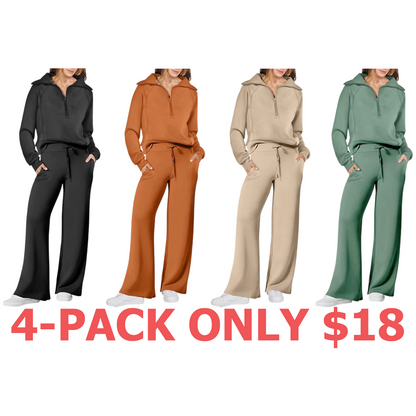 Women 2 Piece Outfits Sweatsuit Set 2025 Fall Oversized Half Zip Sweatshirt
