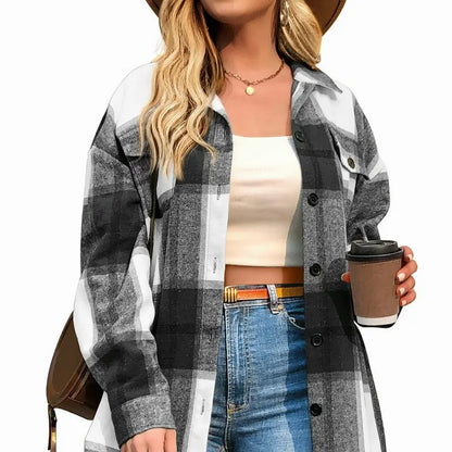 Women's Checkered Shirt Jacket
