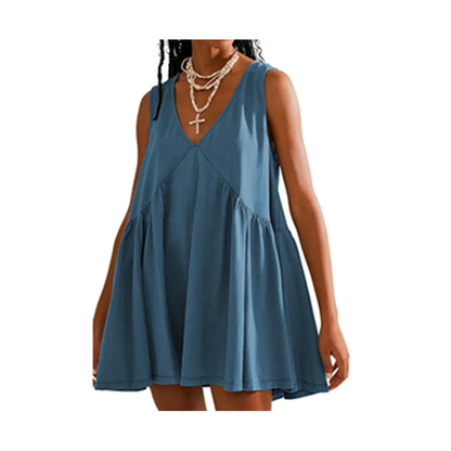 Special Sale❤️ Women's V-Neck Tank Sundress Summer Sleeveless A-Line Mini Dress Casual Loose Dresses with Pockets