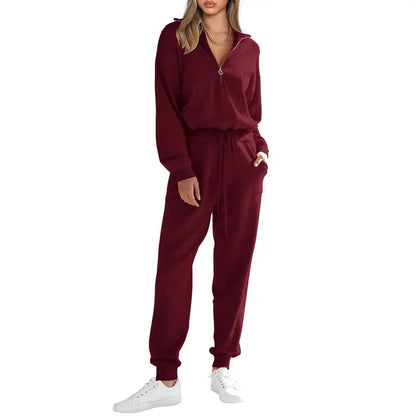 Women's 2-Piece Sweater Set Pullover Zip Up Sweatshirt Jogger Sweatpants Tracksuit Casual Outfit