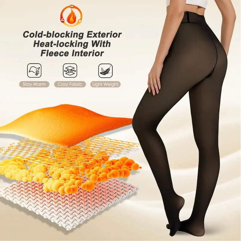 Fleece Lined Tights One-Lined Seams both front and back