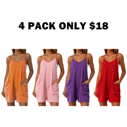 Women's Minimalist Cotton Blend Acid Wash Romper