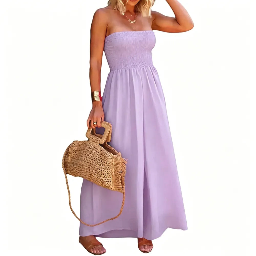 Women‘s Sleeveless Strapless Wide Leg Jumpsuits