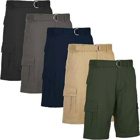 Men’s 5 Pack Belted Cargo Shorts