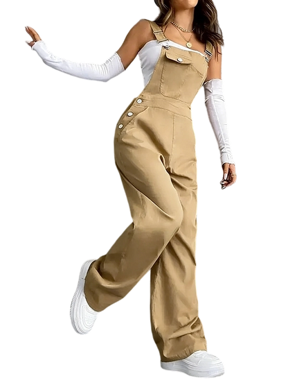 Women's Plain Pocket Overalls, Casual Comfy Overalls for Daily Wear, Ladies Clothes for All Seasons, Womenswear