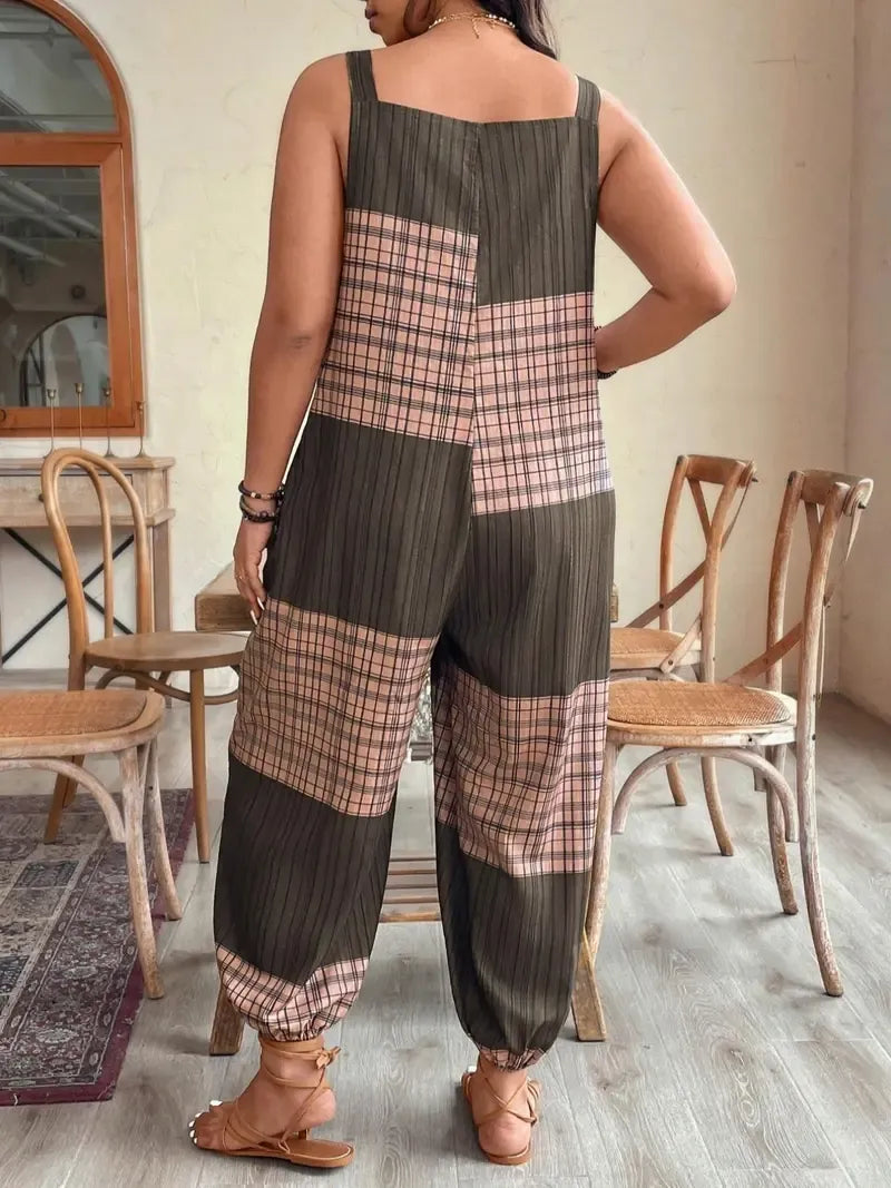 Plus Size Jumpsuit, Casual Comfy Sleeveless Jumpsuit
