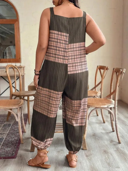 Plus Size Jumpsuit, Casual Comfy Sleeveless Jumpsuit