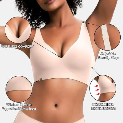 Womens Comfortable Wireless Bras Push Up Bralettes Seamless Tshirts Bras Deep V Everyday Bras