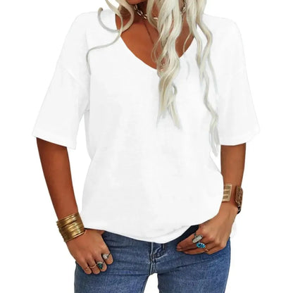 Women's 3/4 Sleeve Shirts V Neck Loose Fitting Tops