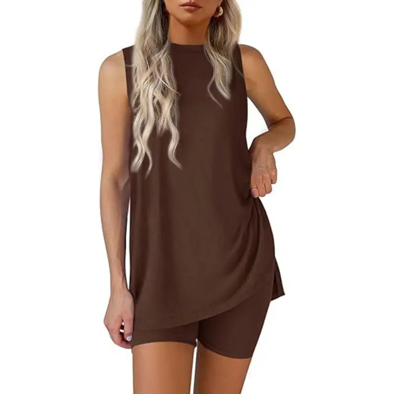 Sleeveless Crewneck Women's 2 Piece Sets