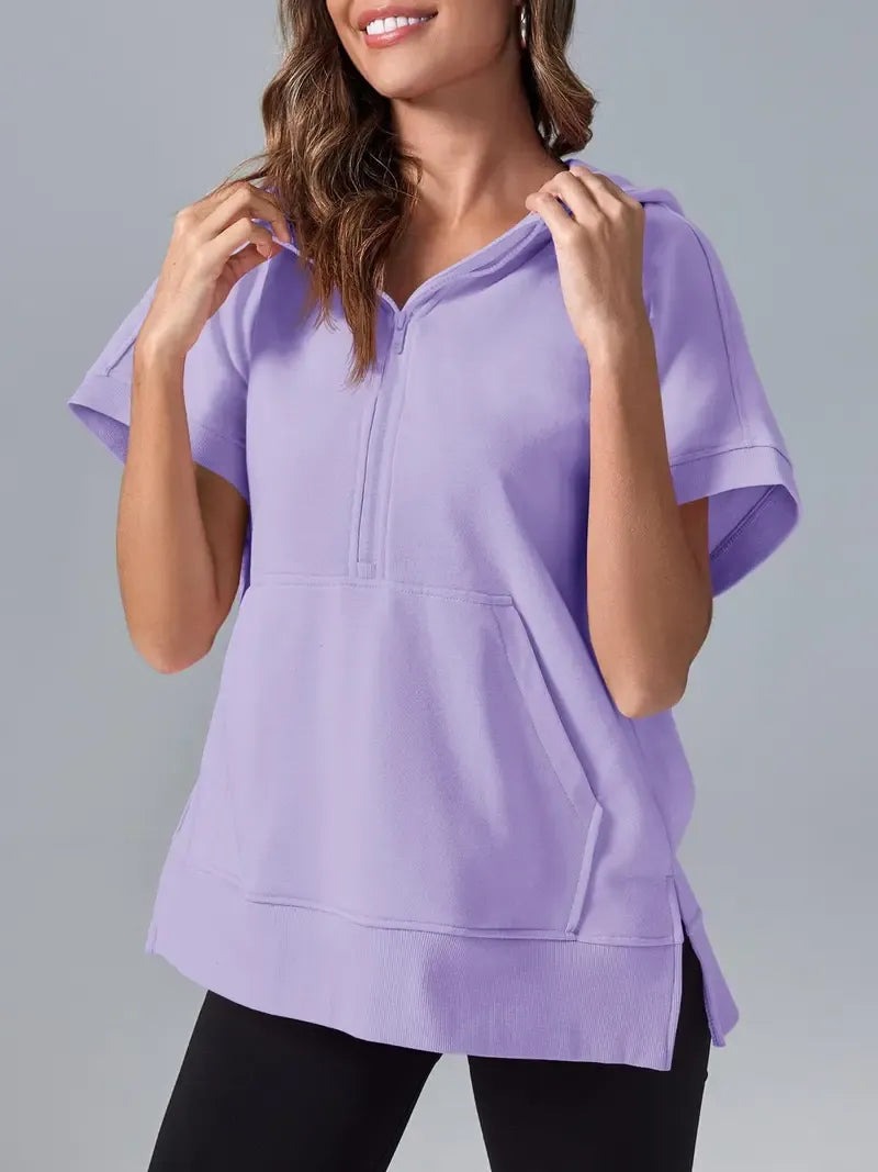 Women's Oversized Half Short Sleeve Casual Sweatshirts