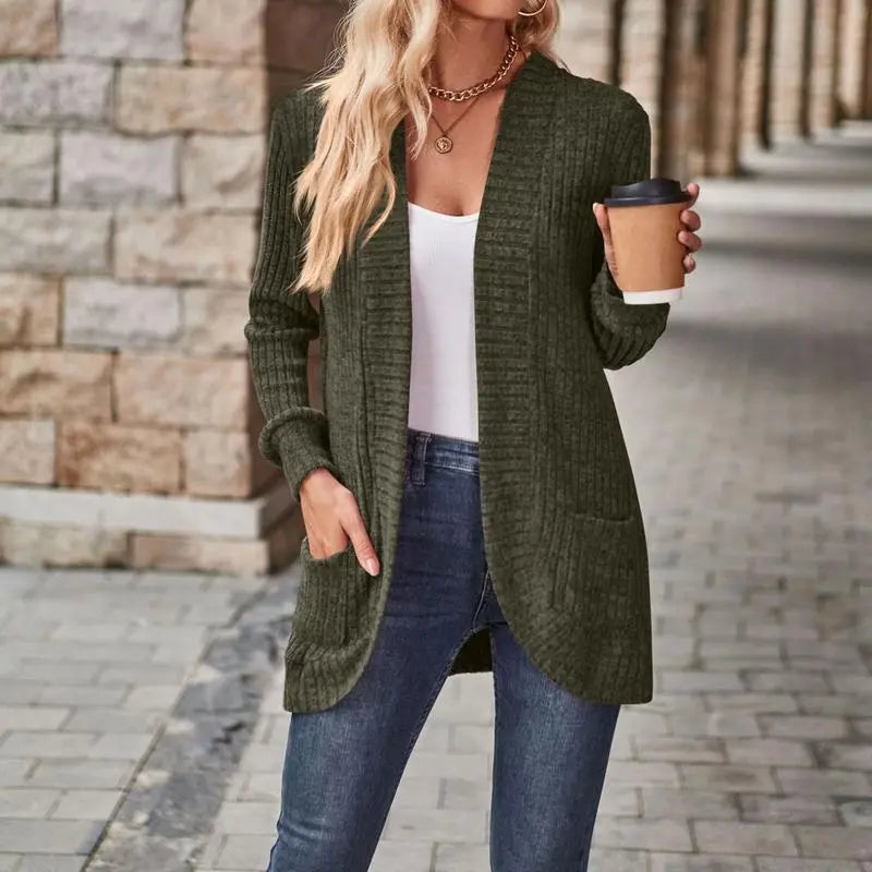 Women 2024 Fall Open Front Long Sleeve Loose Lightweight Knit Sweater