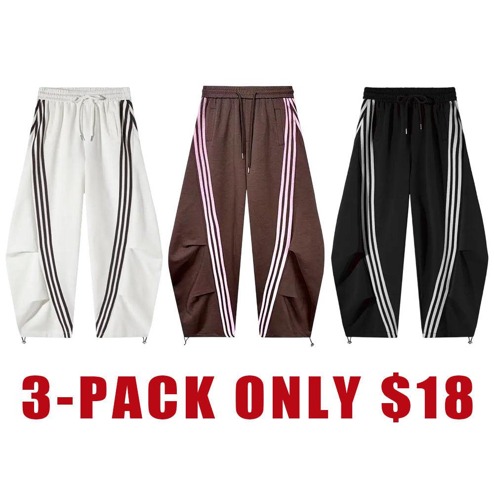 Flooo Loose Wide Leg Striped Track Pants
