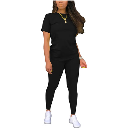 Fitted Round Neck Tee & Skinny Pants 2-Piece