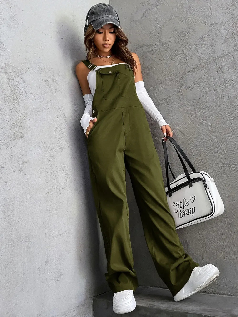 Women's Plain Pocket Overalls, Casual Comfy Overalls for Daily Wear, Ladies Clothes for All Seasons, Womenswear