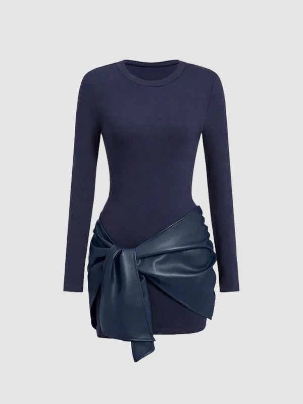Women's Patchwork Knot Side Dress