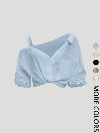 Women's Asymmetric Neckline Cold Shoulder Blouse