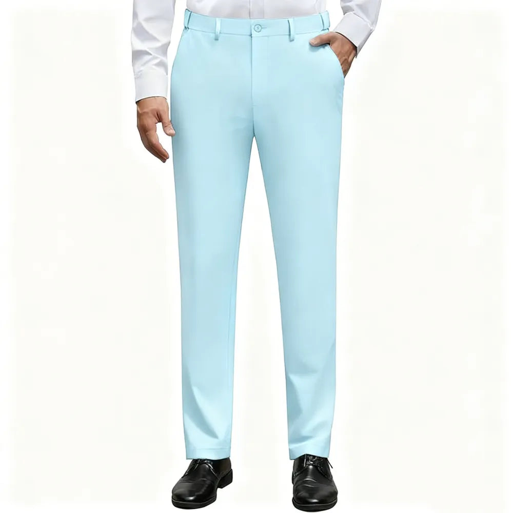 Men's Stretch Dress Pants No Iron Golf Pants Expandable Waist Flat Front Business Casual Pants