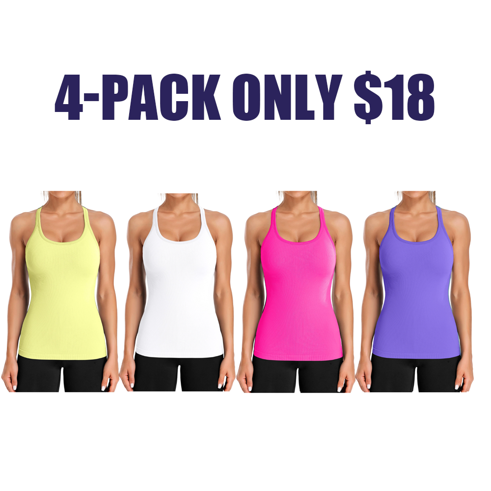 Women's Ribbed Sports Tank Top — Built-in Bra
