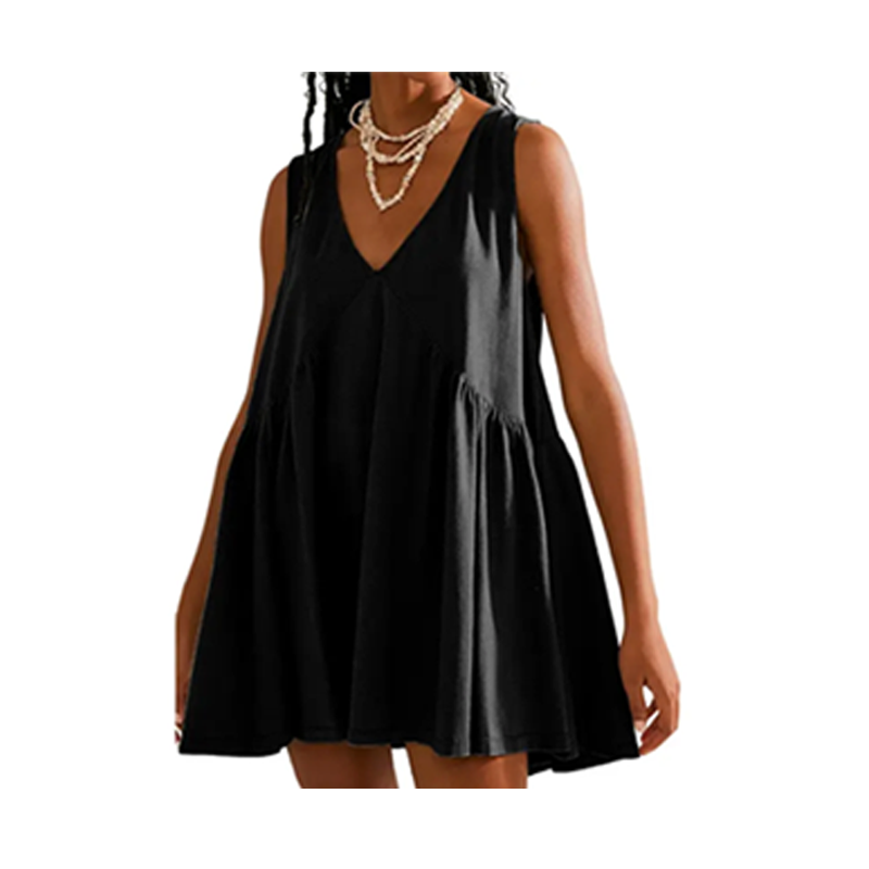Special Sale❤️ Women's V-Neck Tank Sundress Summer Sleeveless A-Line Mini Dress Casual Loose Dresses with Pockets