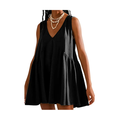 Special Sale❤️ Women's V-Neck Tank Sundress Summer Sleeveless A-Line Mini Dress Casual Loose Dresses with Pockets