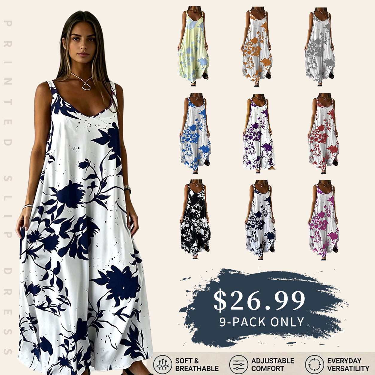 🔥Summer Sale🔥Boho Casual Loose Cami Dress