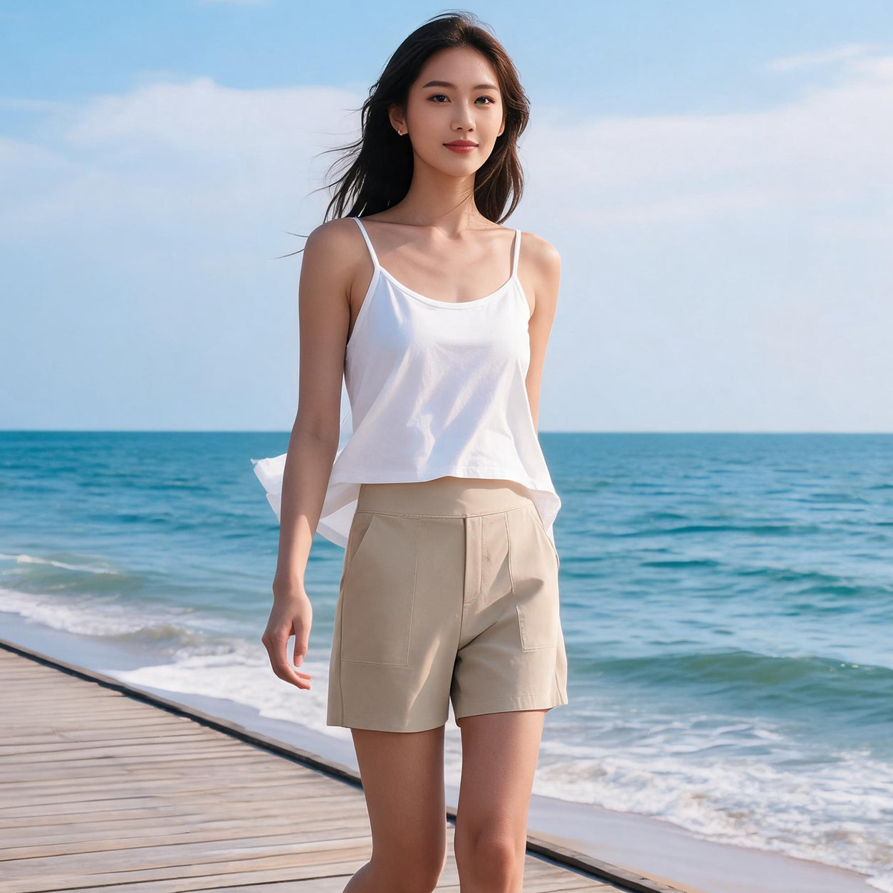 🔥 Women's High-Waisted Bermuda Shorts with Pockets – No Ride-Up, No Chafing, All-Day Comfort