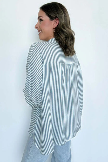 JoJo Striped Button Down Relaxed Top - BACK IN STOCK