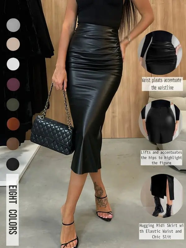 Women's Faux Leather Skirt