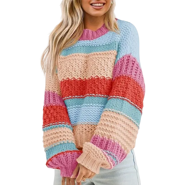 Women's loose-fitting oversized crew neck sweater
