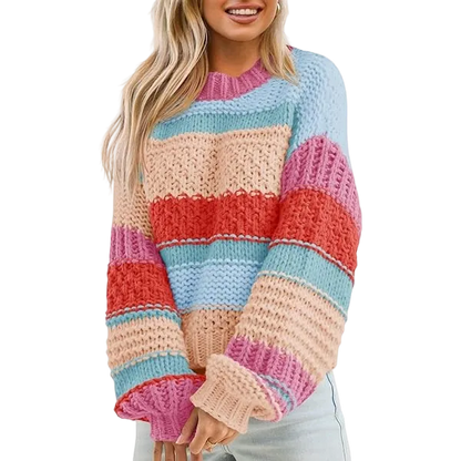 Women's loose-fitting oversized crew neck sweater