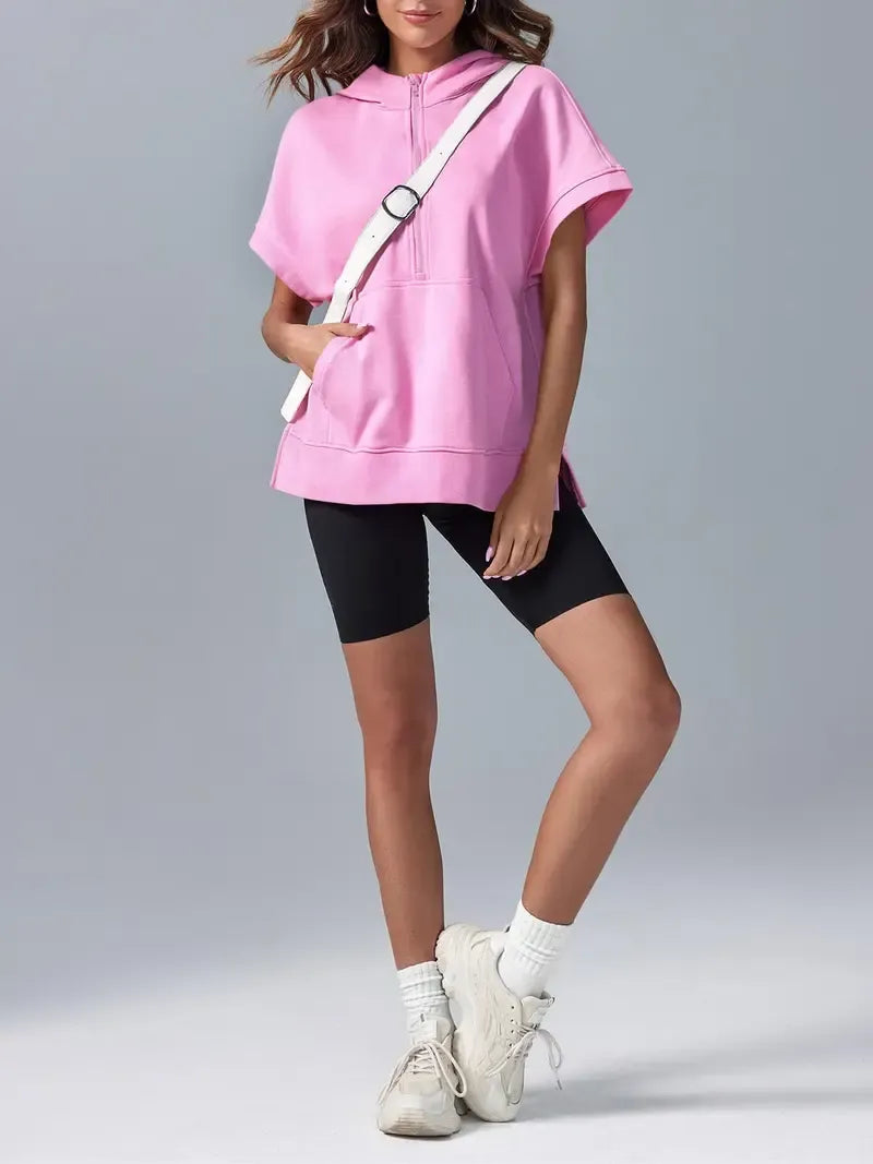 Women's Oversized Half Short Sleeve Casual Sweatshirts