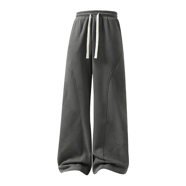 Men'S Fleece Thermal Lined Sweatpants Oversize Drawstring Waist Casual Loose Pants For Fall Winter School Season Daily Wear