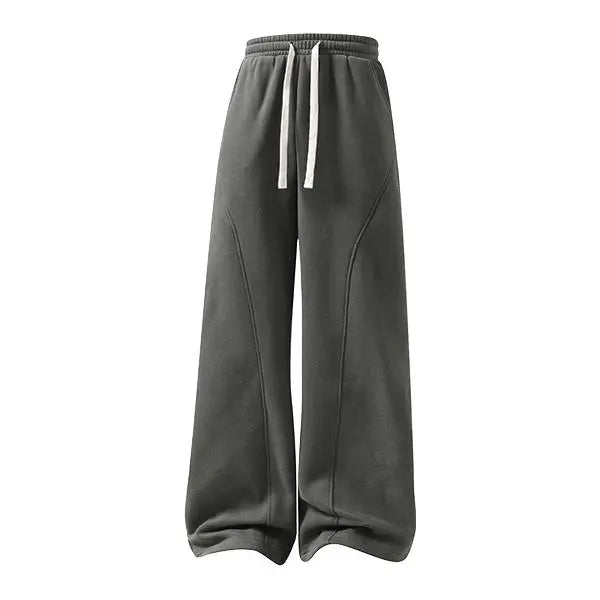 Men'S Fleece Thermal Lined Sweatpants Oversize Drawstring Waist Casual Loose Pants For Fall Winter School Season Daily Wear