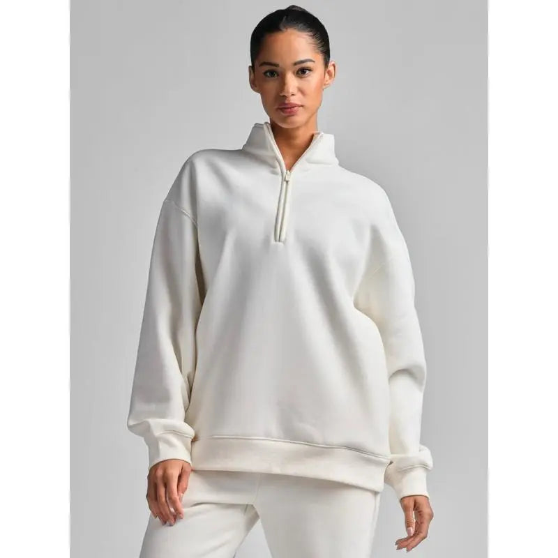 Basic quarter-zip turtleneck sweater set