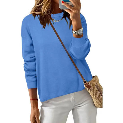Women's 100% Cotton Crew Neck Fall Casual Relaxed Fit Sweater Tops 2025
