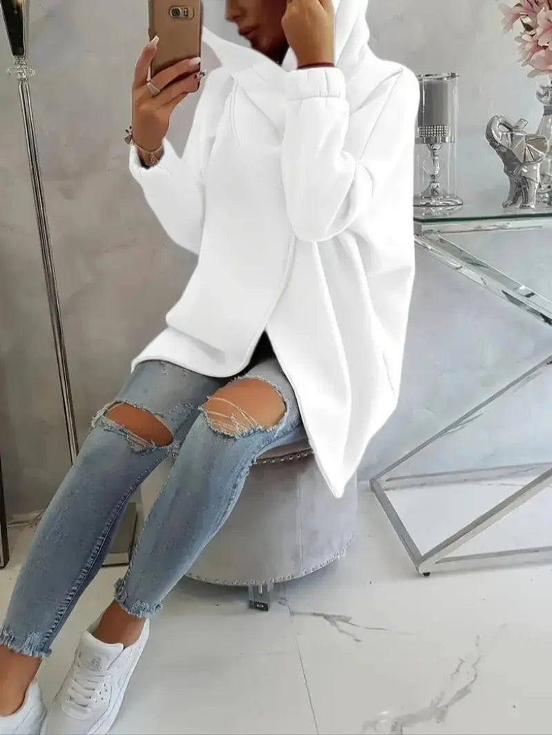 Women'S Plus Size Hooded Sweatshirt, Half-Zip Fashion Design