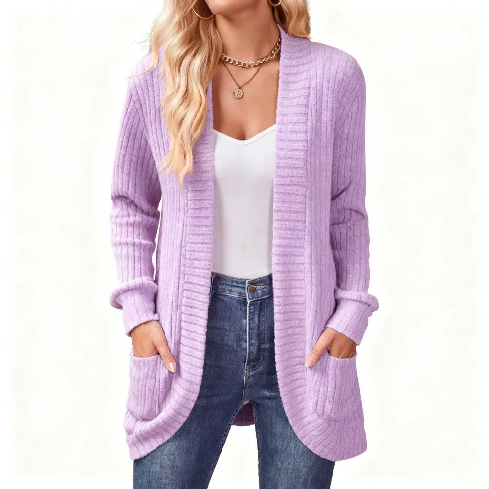 Women 2024 Fall Open Front Long Sleeve Loose Lightweight Knit Sweater