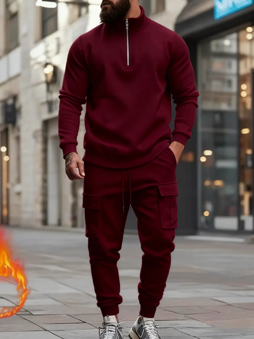 Men's Fleece Lined Zipper Work Pants Set