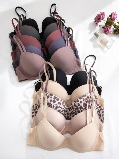 Women's Solid & Leopard Print Underwire Bra