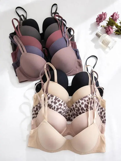 Women's Solid & Leopard Print Underwire Bra