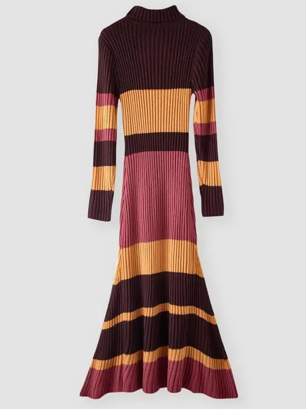 Women's Knit Dress, High Neck Long Sleeve Mermaid Tail Design