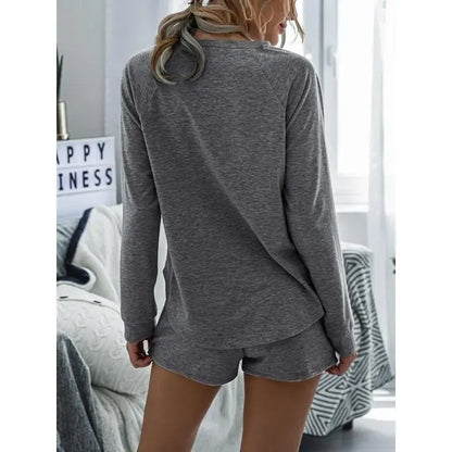 Women's Solid Raglan Loungewear Two-piece Set Pajama Set