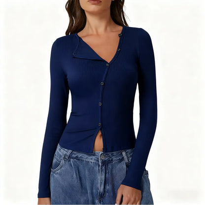 Women's Long Sleeve Ribbed Crewneck Shirts