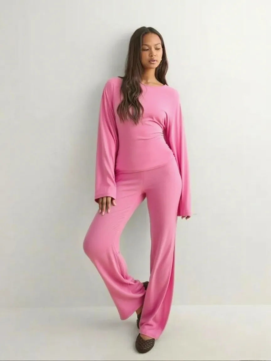 Women's Fall New Round Neck Flare Long Sleeve Top