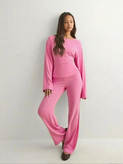Women's Fall New Round Neck Flare Long Sleeve Top