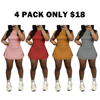 Women's Slim-Fitting Crop Tee & Short Skirt Set